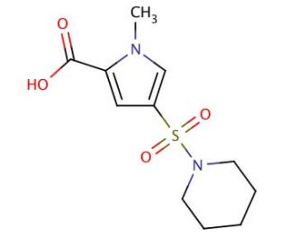 1-methyl-4-(piperidin-1-ylsulfonyl)-1H-pyrrole-2-carboxylic acid - chemical structure image