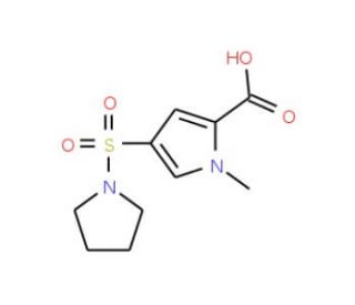 1-methyl-4-(pyrrolidin-1-ylsulfonyl)-1H-pyrrole-2-carboxylic acid - chemical structure image