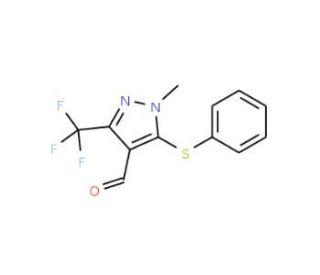1-Methyl-5-(phenylsulfanyl)-3-(trifluoromethyl)-1H-pyrazole-4-carbaldehyde - chemical structure image