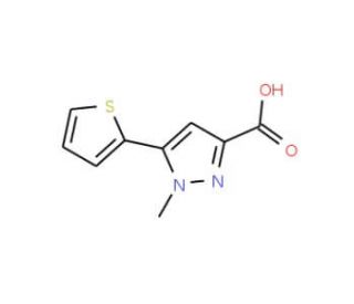 1-Methyl-5-thien-2-yl-1H-pyrazole-3-carboxylic acid (CAS 869901-15-5) - chemical structure image