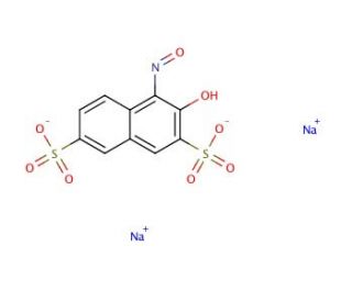 1-Nitroso-2-naphthol-3,6-disulfonic acid disodium salt (CAS 525-05-3) - chemical structure image