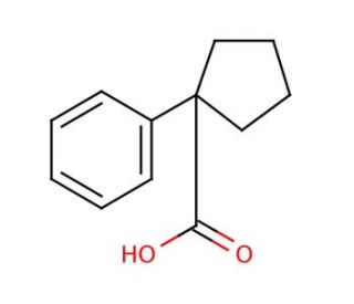 1-Phenyl-1-cyclopentanecarboxylic acid (CAS 77-55-4) - chemical structure image