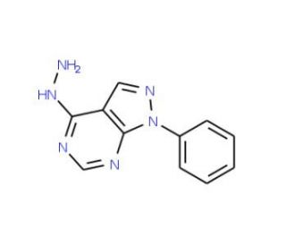 (1-Phenyl-1H-pyrazolo[3,4-d]pyrimidin-4-yl)-hydrazine (CAS 68380-54-1) - chemical structure image