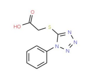 [(1-Phenyl-1H-tetrazol-5-yl)thio]acetic acid (CAS 46505-33-3) - chemical structure image
