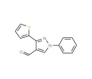 1-Phenyl-3-thiophen-2-yl-1H-pyrazole-4-carbaldehyde (CAS 210825-11-9) - chemical structure image
