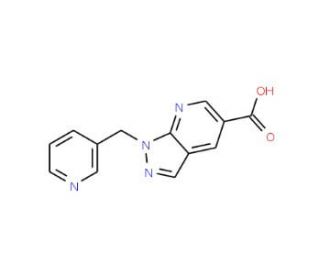 1-(pyridin-3-ylmethyl)-1H-pyrazolo[3,4-b]pyridine-5-carboxylic acid - chemical structure image