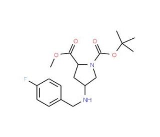 1-tert-Butyl 2-methyl (2S,4S)-4-[(4-fluorobenzyl)-amino]pyrrolidine-1,2-dicarboxylate - chemical structure image