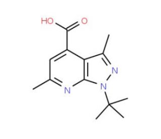 1-tert-butyl-3,6-dimethyl-1H-pyrazolo[3,4-b]pyridine-4-carboxylic acid - chemical structure image