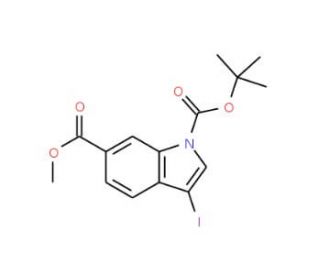 1-tert-Butyl 6-methyl-3-iodo-1H-indole-1,6-dicarboxylate (CAS 850374-94-6) - chemical structure image
