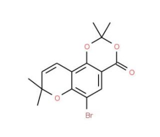 10-Bromo-2,2,6,6-tetramethyl-2H-1,5,7-trioxa-phenanthren-8-one (CAS 531501-42-5) - chemical structure image