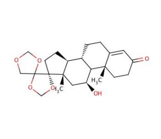 11&beta;-Hydroxy-17,20:20,21-bis(methylenedioxy)pregn-4-en-3-one (CAS 807-05-6) - chemical structure image