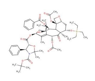13-{[(3-N-Boc)-2,2-dimethyl-4S-phenyl-1,3-oxazolidin-5R-yl]formyl}-7-O-(triethylsilyl) Baccatin III - chemical structure imag