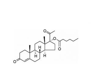 17&alpha;-Hydroxyprogesterone Caproate (CAS 630-56-8) - chemical structure image