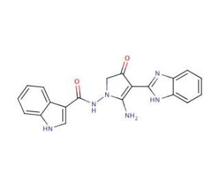 1H-Indole-3-carboxylic acid [5-amino-4-(1H-benzoimidazol-2-yl)-3-oxo-2,3-dihydro-pyrrol-1-yl]-amide - chemical structure imag