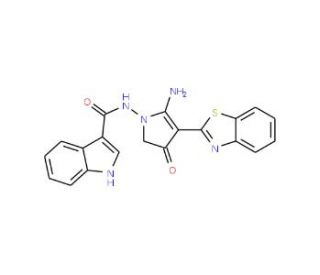 1H-Indole-3-carboxylic acid (5-amino-4-benzothiazol-2-yl-3-oxo-2,3-dihydro-pyrrol-1-yl)-amide - chemical structure image