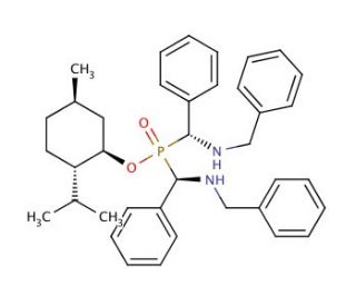 (1R,2S,5R)-2-isopropyl-5-methylcyclohexyl bis[(R)-(benzylamino)(phenyl)methyl]phosphinate - chemical structure image