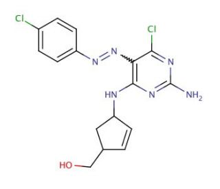 (1R,4S)-rel-4-[[2-Amino-6-chloro-5-[(4-chlorophenyl)azo]-4-pyrimidinyl]amino]-2-cyclopentene-1-methanol - chemical structure