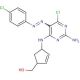 (1R,4S)-rel-4-[[2-Amino-6-chloro-5-[(4-chlorophenyl)azo]-4-pyrimidinyl]amino]-2-cyclopentene-1-methanol - chemical structure