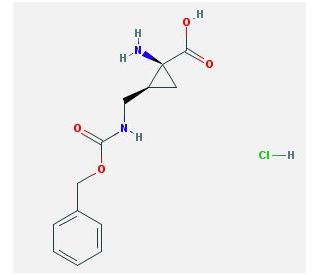 (1S,2S)-1-amino-2-({[(benzyloxy)carbonyl]amino}methyl)cyclopropanecarboxylic acid hydrochloride - chemical structure image