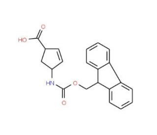 (1S,4R)-(- )-4-(Fmoc-amino)-2-cyclopentene-1-carboxylic acid (CAS 220497-64-3) - chemical structure image