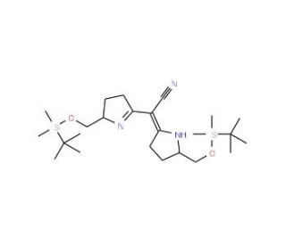 (1S,9S)-1,9-Bis[(tert-butyldimethylsiloxy)methyl]-5-cyanosemicorrin (CAS 105251-52-3) - chemical structure image