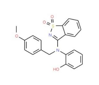 2-[(1,1-dioxido-1,2-benzisothiazol-3-yl)(4-methoxybenzyl)amino]phenol - chemical structure image