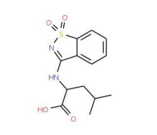 2-[(1,1-dioxido-1,2-benzisothiazol-3-yl)amino]-4-methylpentanoic acid - chemical structure image