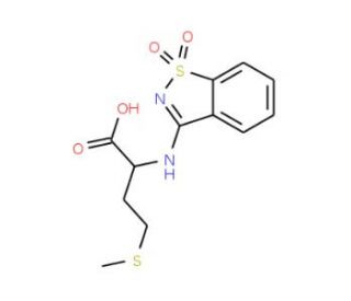 2-[(1,1-dioxido-1,2-benzisothiazol-3-yl)amino]-4-(methylthio)butanoic acid - chemical structure image