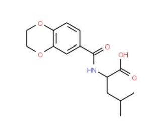 2-[(2,3-Dihydro-benzo[1,4]dioxine-6-carbonyl)-amino]-4-methyl-pentanoic acid - chemical structure image