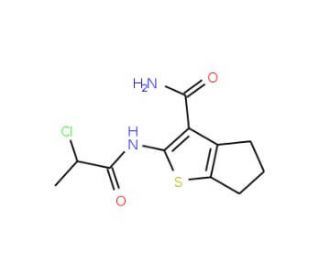 2-[(2-chloropropanoyl)amino]-5,6-dihydro-4H-cyclopenta[b]thiophene-3-carboxamide - chemical structure image