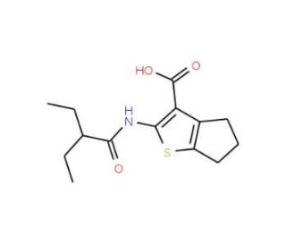 2-[(2-ethylbutanoyl)amino]-5,6-dihydro-4H-cyclopenta[b]thiophene-3-carboxylic acid - chemical structure image