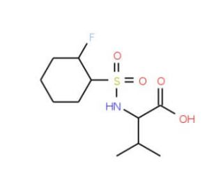 2-{[(2-fluorophenyl)sulfonyl]amino}-3-methylbutanoic acid (CAS 1009676-99-6) - chemical structure image