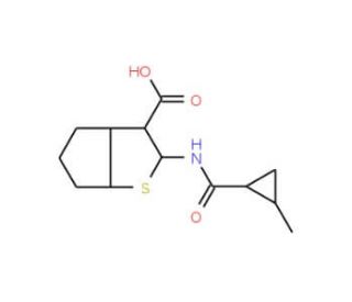 2-{[(2-methylcyclopropyl)carbonyl]amino}-5,6-dihydro-4H-cyclopenta[b]thiophene-3-carboxylic acid - chemical structure image