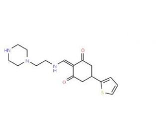 2-{[(2-Piperazin-1-ylethyl)amino]methylene}-5-thien-2-ylcyclohexane-1,3-dione - chemical structure image