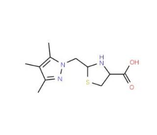 2-[(3,4,5-Trimethyl-1H-pyrazol-1-yl)methyl]-1,3-thiazolidine-4-carboxylic acid - chemical structure image