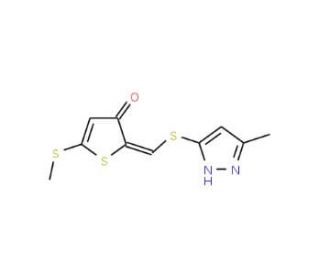 2-[(3-Methyl-1H-pyrazol-5-ylthio)methylene]-5-(methylthio)thiophen-3(2H)-one - chemical structure image