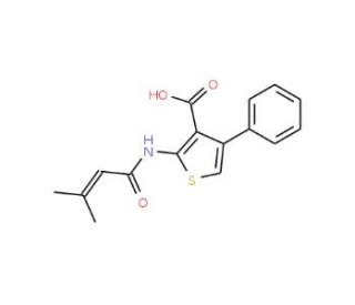 2-[(3-methylbut-2-enoyl)amino]-4-phenylthiophene-3-carboxylic acid - chemical structure image