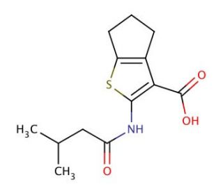2-[(3-methylbutanoyl)amino]-5,6-dihydro-4H-cyclopenta[b]thiophene-3-carboxylic acid - chemical structure image
