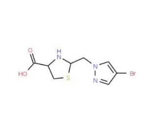 2-[(4-Bromo-1H-pyrazol-1-yl)methyl]-1,3-thiazolidine-4-carboxylic acid - chemical structure image