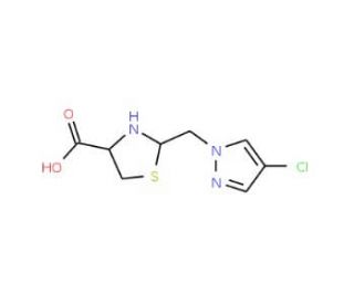 2-[(4-Chloro-1H-pyrazol-1-yl)methyl]-1,3-thiazolidine-4-carboxylic acid - chemical structure image