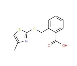 2-{[(4-methyl-1,3-thiazol-2-yl)thio]methyl}benzoic acid - chemical structure image