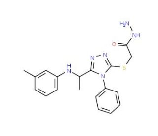 2-[(5-{1-[(3-Methylphenyl)amino]ethyl}-4-phenyl-4H-1,2,4-triazol-3-yl)thio]acetohydrazide - chemical structure image