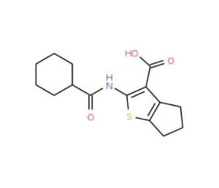 2-[(cyclohexylcarbonyl)amino]-5,6-dihydro-4H-cyclopenta[b]thiophene-3-carboxylic acid - chemical structure image