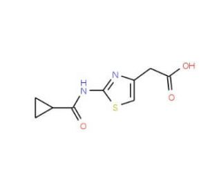 {2-[(cyclopropylcarbonyl)amino]-1,3-thiazol-4-yl}acetic acid - chemical structure image