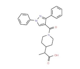 2-{1-[(1,3-Diphenyl-1H-pyrazol-4-yl)carbonyl]-piperidin-4-yl}propanoic acid - chemical structure image
