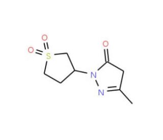 2-(1,1-dioxidotetrahydrothien-3-yl)-5-methyl-2,4-dihydro-3H-pyrazol-3-one (CAS 881-38-9) - chemical structure image
