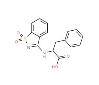 2-(1,1-Dioxo-1H-1lambda*6*-benzo[d]isothiazol-3-ylamino)-3-phenyl-propionic acid - chemical structure image