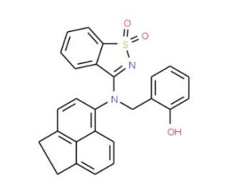 2-{[1,2-Dihydroacenaphthylen-5-yl(1,1-dioxido-1,2-benzisothiazol-3-yl)amino]methyl}phenol - chemical structure image