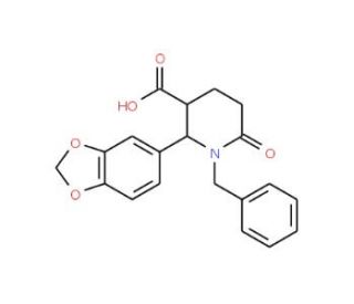 2-(1,3-Benzodioxol-5-yl)-1-benzyl-6-oxo-3-piperidinecarboxylic acid - chemical structure image