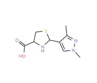 2-(1,3-Dimethyl-1H-pyrazol-4-yl)-1,3-thiazolidine-4-carboxylic acid - chemical structure image